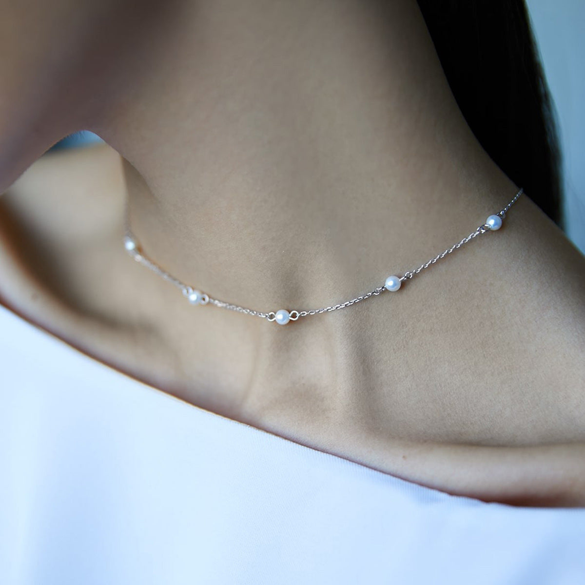 Collier Perle Blanche en Argent 925 -Elégance Minimaliste Intemporelle