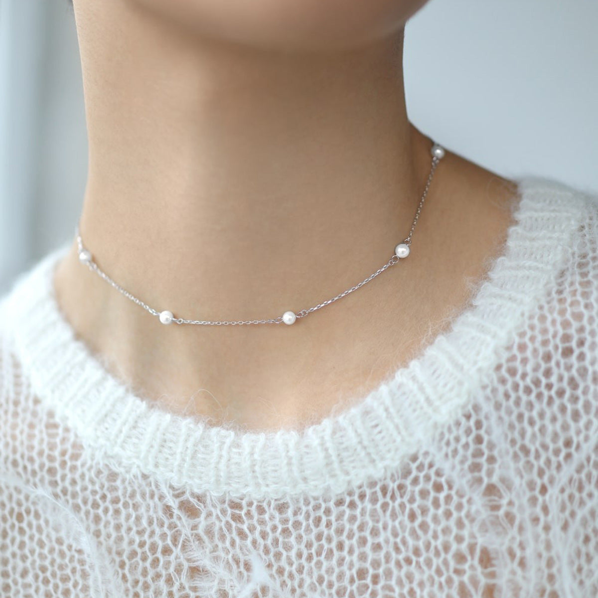 Collier Perle Blanche en Argent 925 -Elégance Minimaliste Intemporelle
