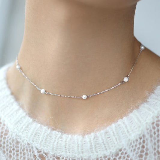 Collier Perle Blanche en Argent 925 -Elégance Minimaliste Intemporelle